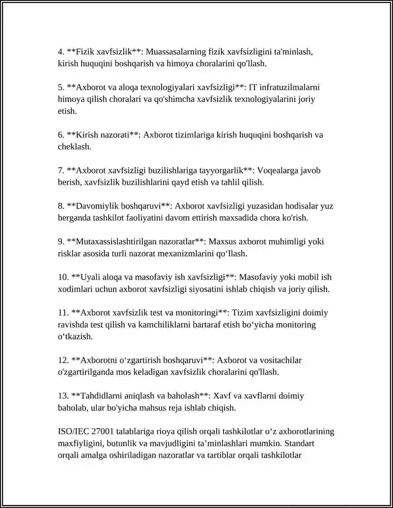 AXBOROT XAVFSIZLIGI SOHASIGA OID XALQARO STANDARTLAR 4