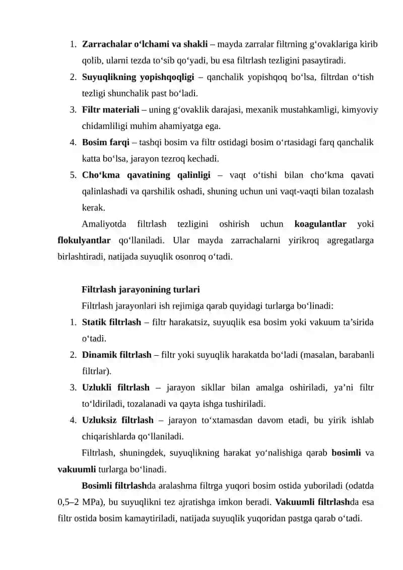 Filtrlash jarayoni va dastgohlari 4