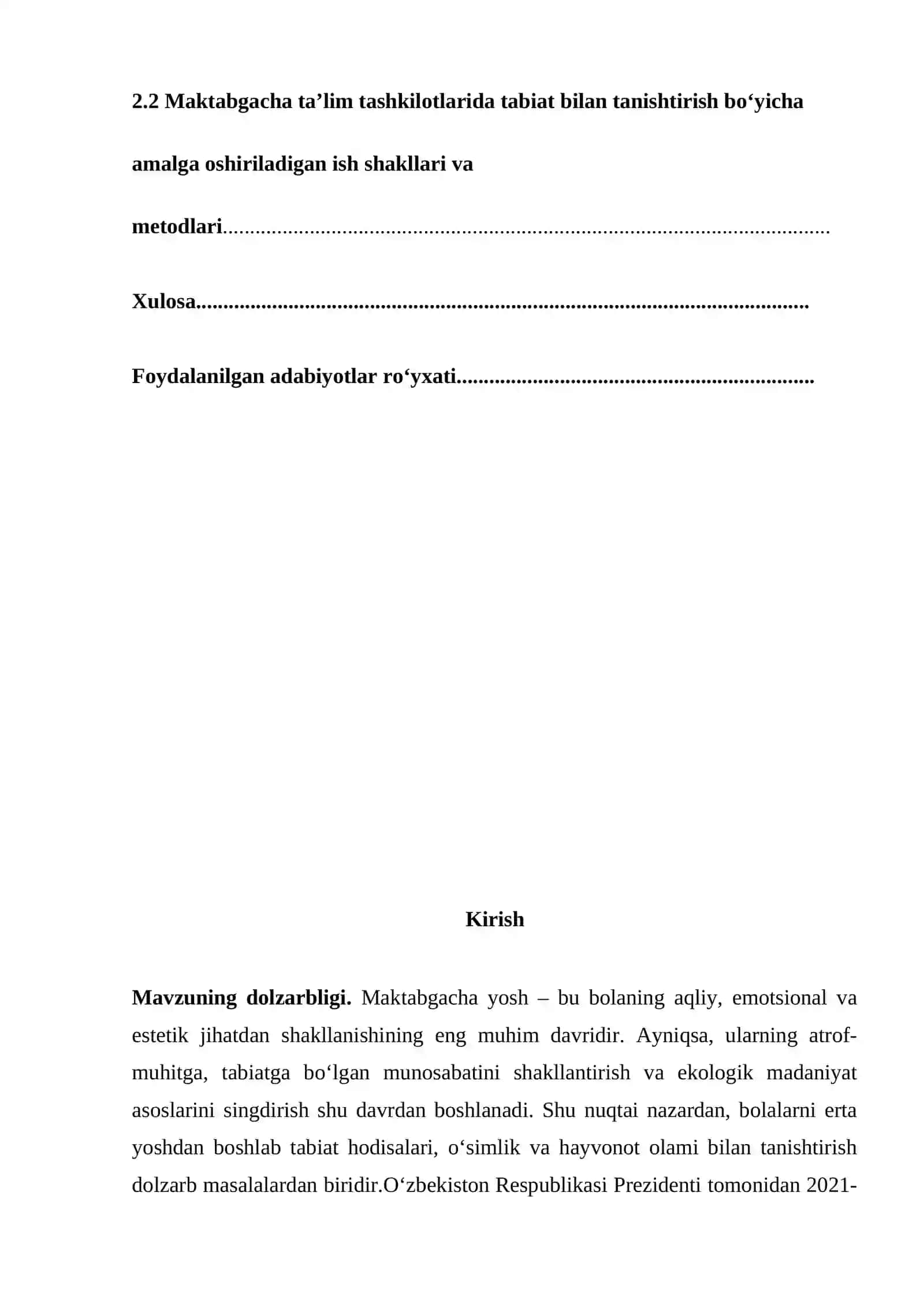 "Maktabgacha yoshdagi bolalarni tabiat bilan tanishtirish va o'rgatish asoslari" 4