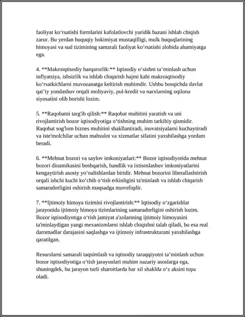 REJALI IQTISODIYOTDAN BOZOR IQTISODIYOTIGA OʻTISH TALIMOTLARI 4
