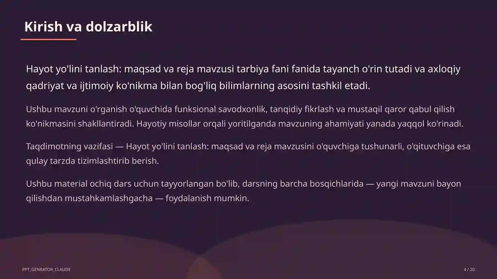 Hayot yo'lini tanlash: maqsad va reja (11-sinf) 4