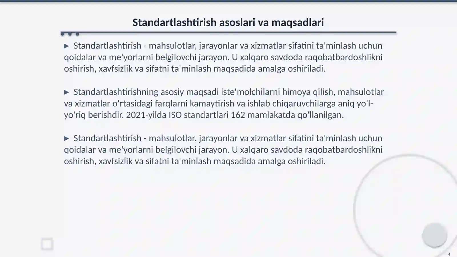 Metrologiya va standartlashtirish boʻyicha xalqaro tashkilotlar 4
