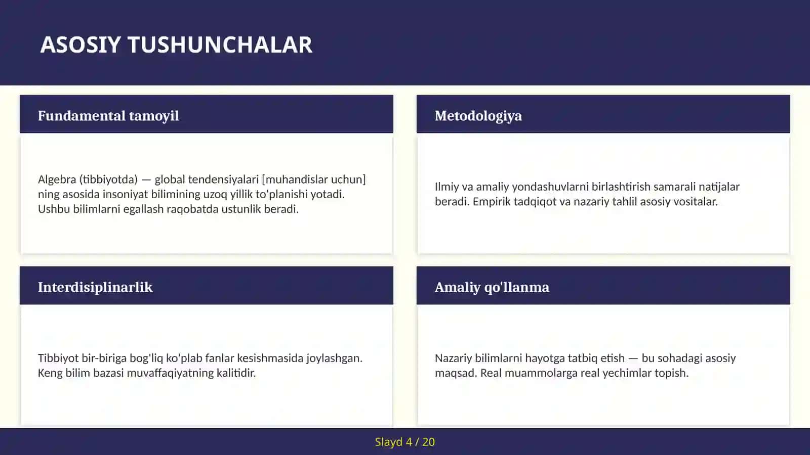 Algebra (Tibbiyotda) - global tendensiyalari [muhandislar uchun] 4