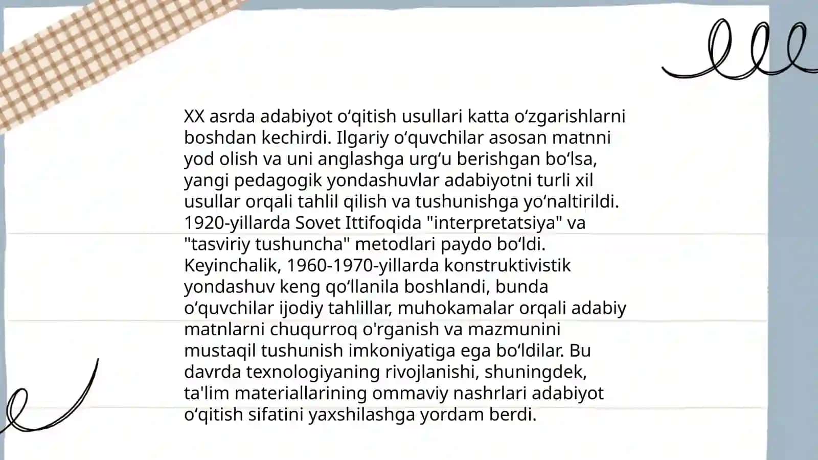 Adabiyot oʻqtish metodikasi fanining oʻqitilish tarixi 4