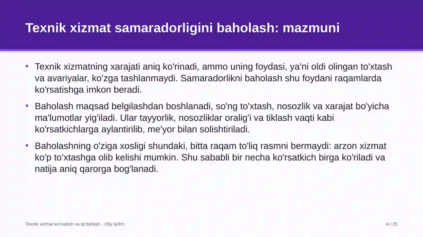 quyosh panellari ishlab chiqarishda texnik xizmat ko'rsatish samaradorligini baholash 3710 4
