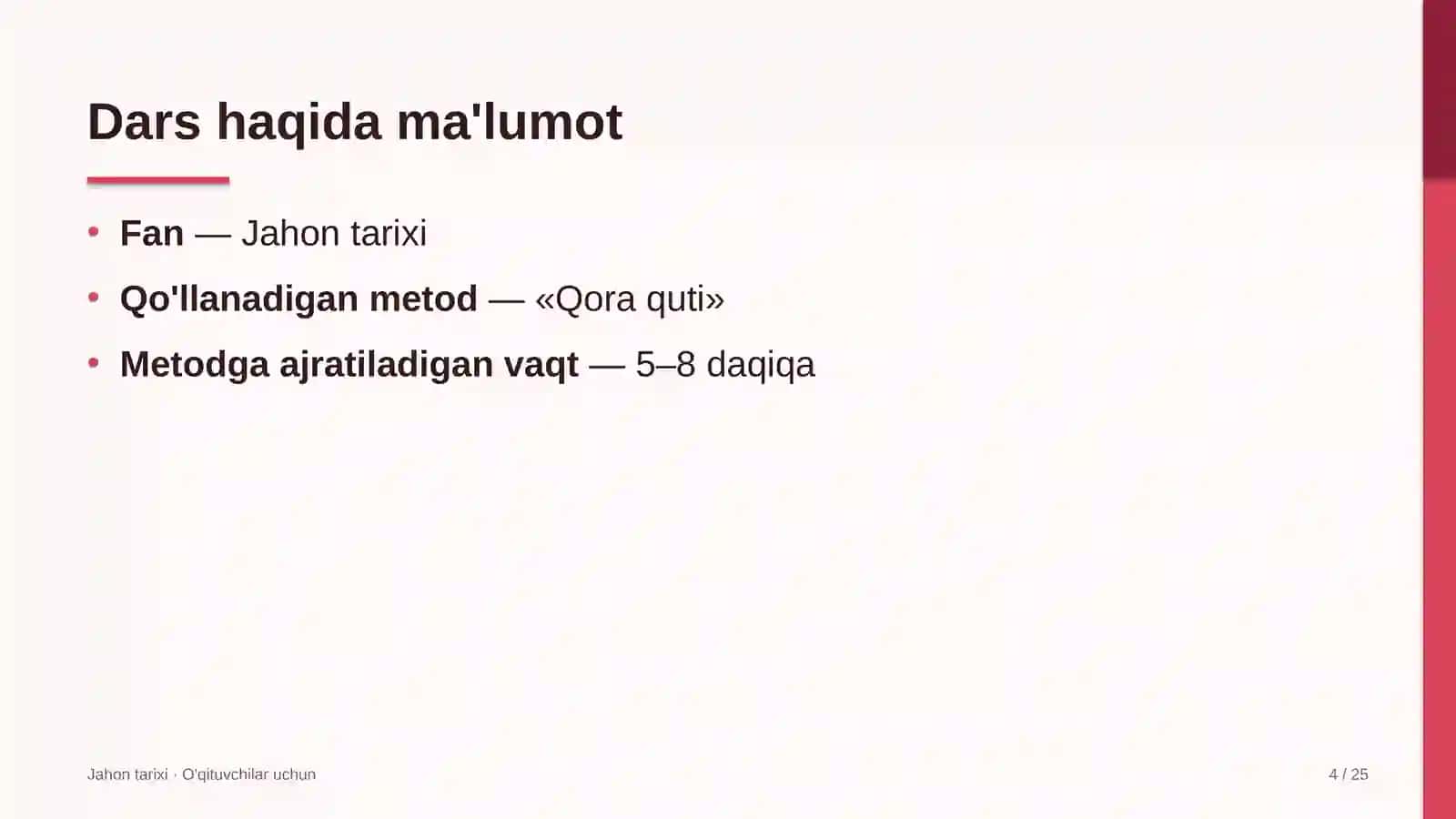 jahon tarixi darslarida qora quti metodidan foydalanish 1357 4