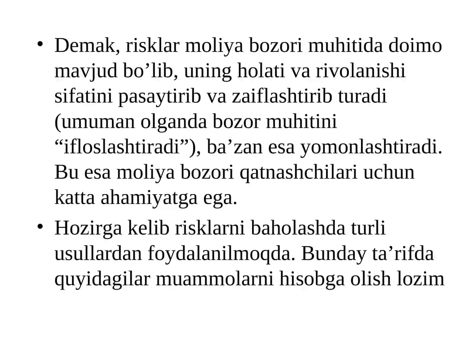 Moliya bozori risklari va ularning turlari 4