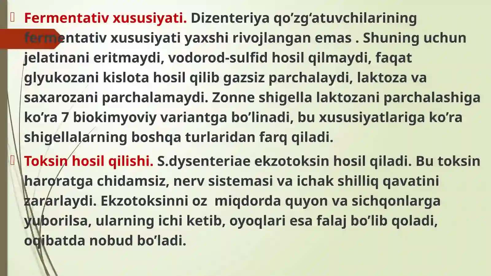 Bakterial tabiatli ichak infeksiyalarining qo‘zg‘atuvchilari, shigelliyozlar va vabo qo‘zg‘atuvchilari. Taksonomiyasi. Asosiy biologik  xususiyatlari, inson patologiyasidagi roli. Mikrobiologik diagnostikasi, maxsus profilaktikasi. 4