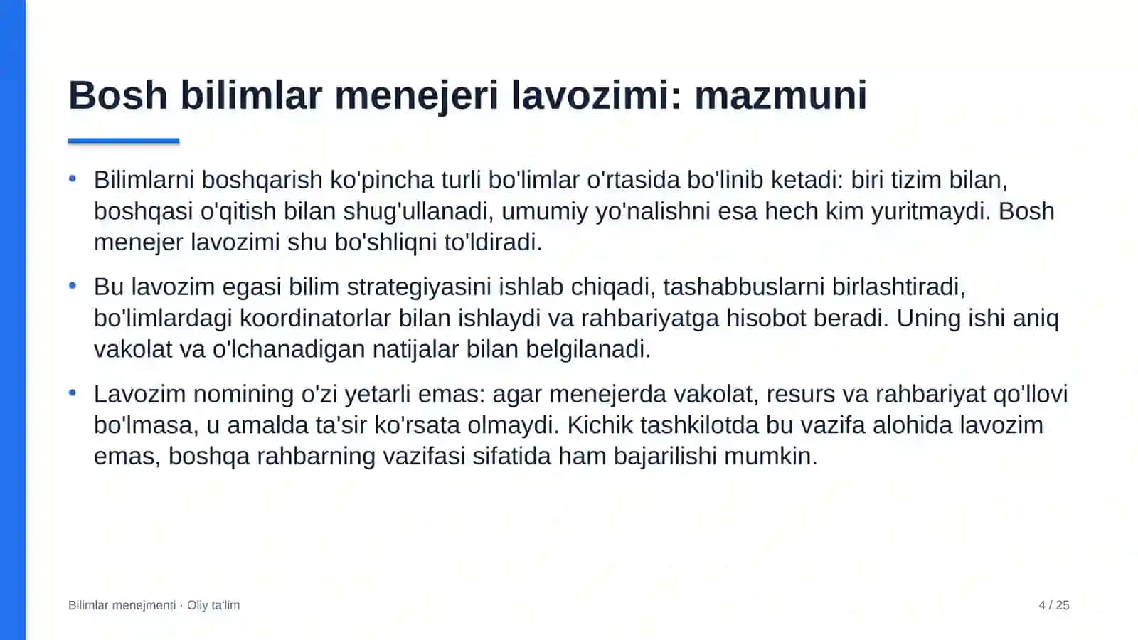 quvur transportida bosh bilimlar menejeri lavozimini joriy etish 2496 4