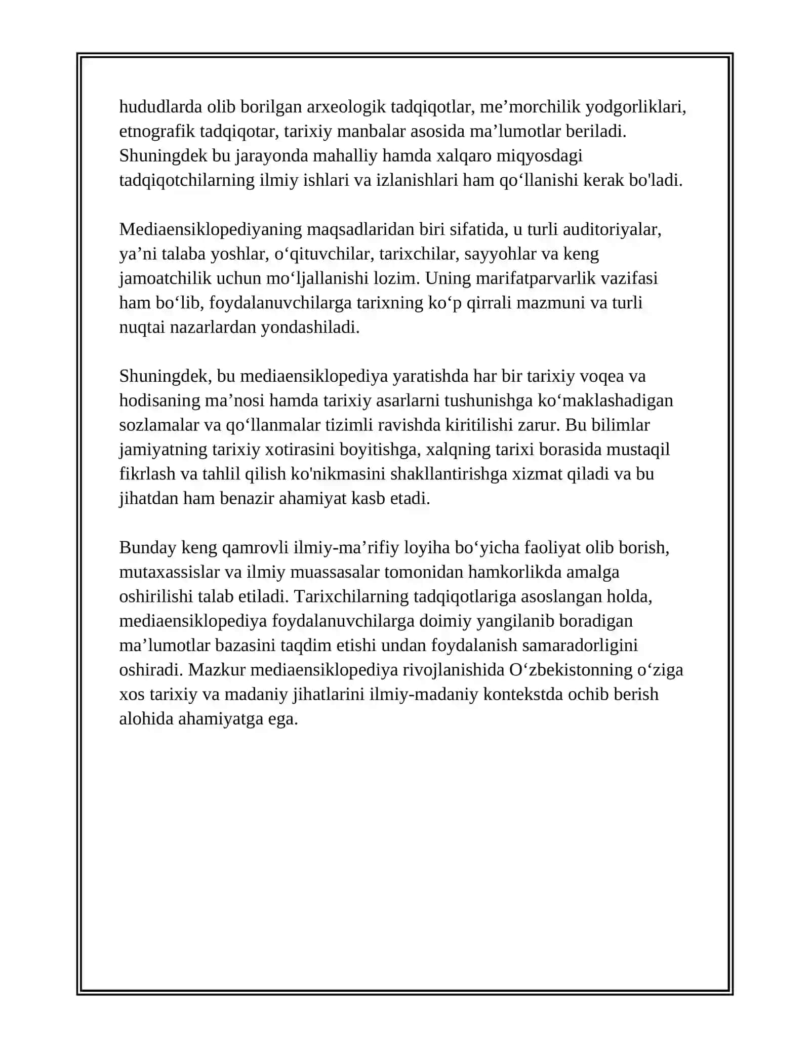 OʻZBEKISTON TARIXI FANI DOIRASIDA MEDIAENSIKLOPEDIYA TUZISH 4