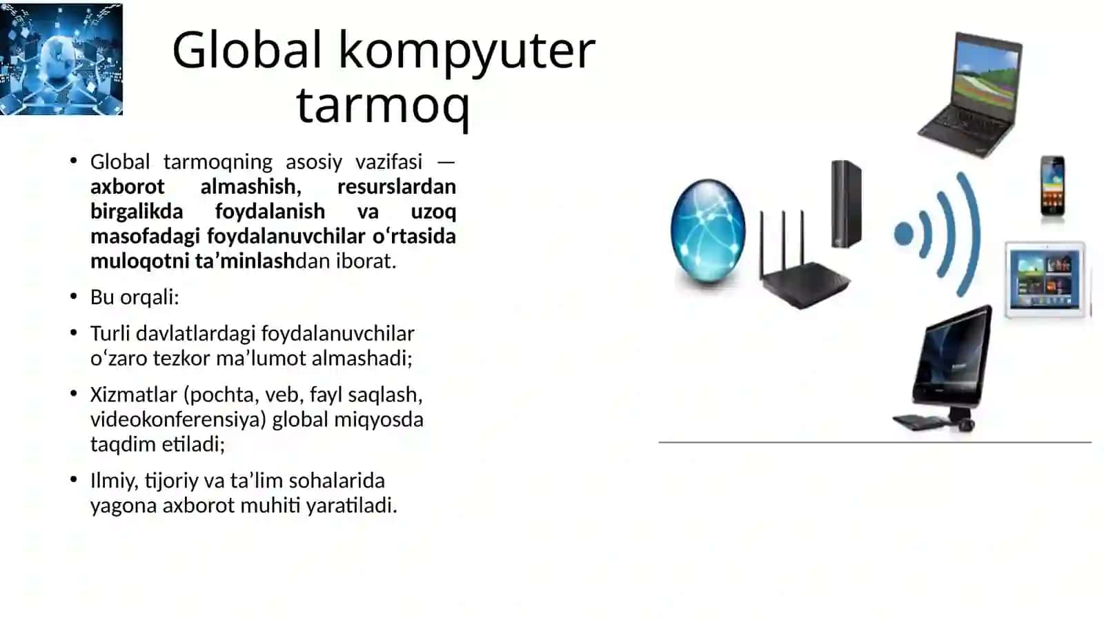 Global kompyuter tarmog’ining umumiy tuzilishi chizmasi va global kompyuter tarmoqlarining xillari 4
