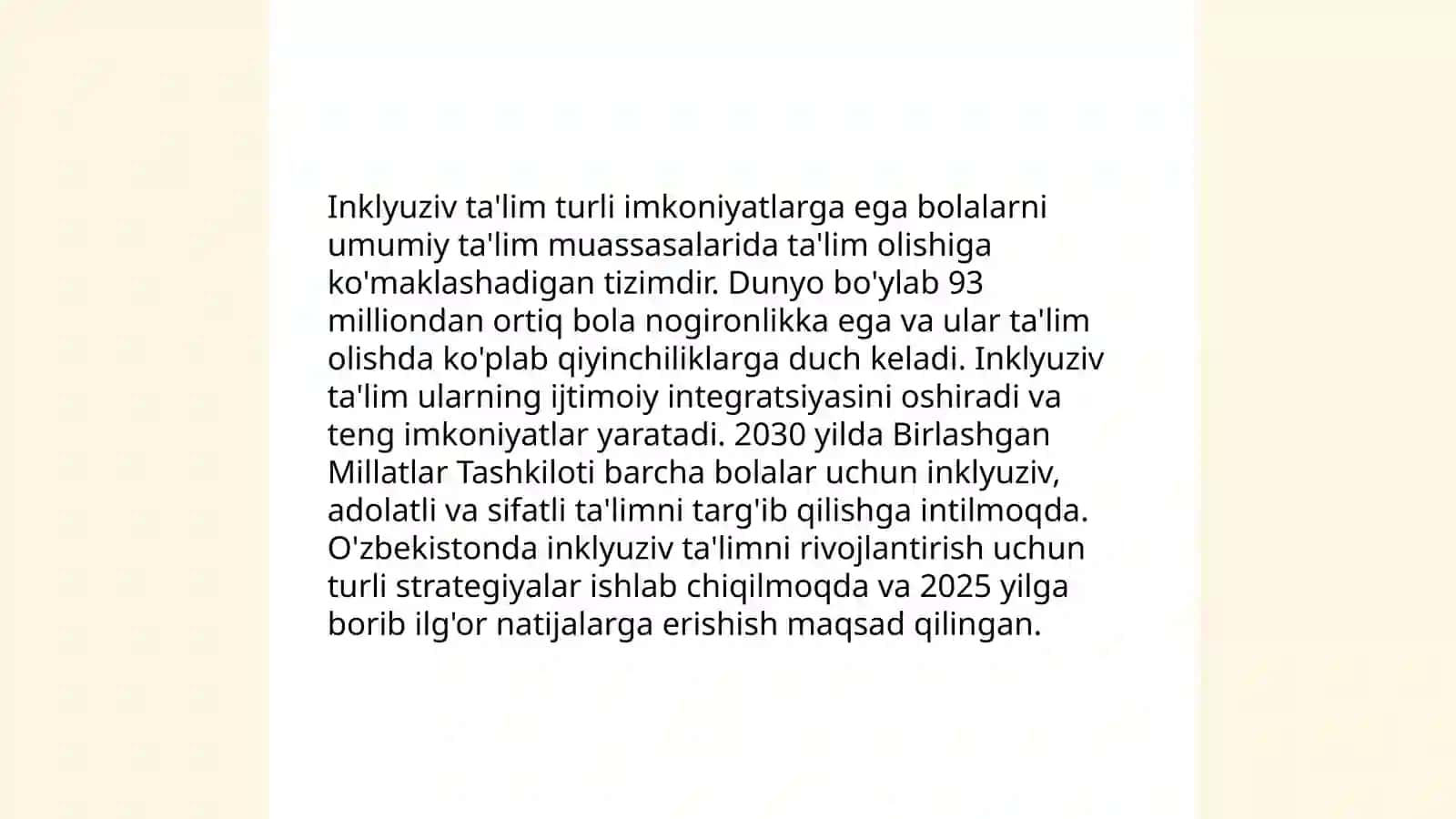 Korreksion pedagogika asoslari. Inklyuziv ta'lim (Inclusive education) 4