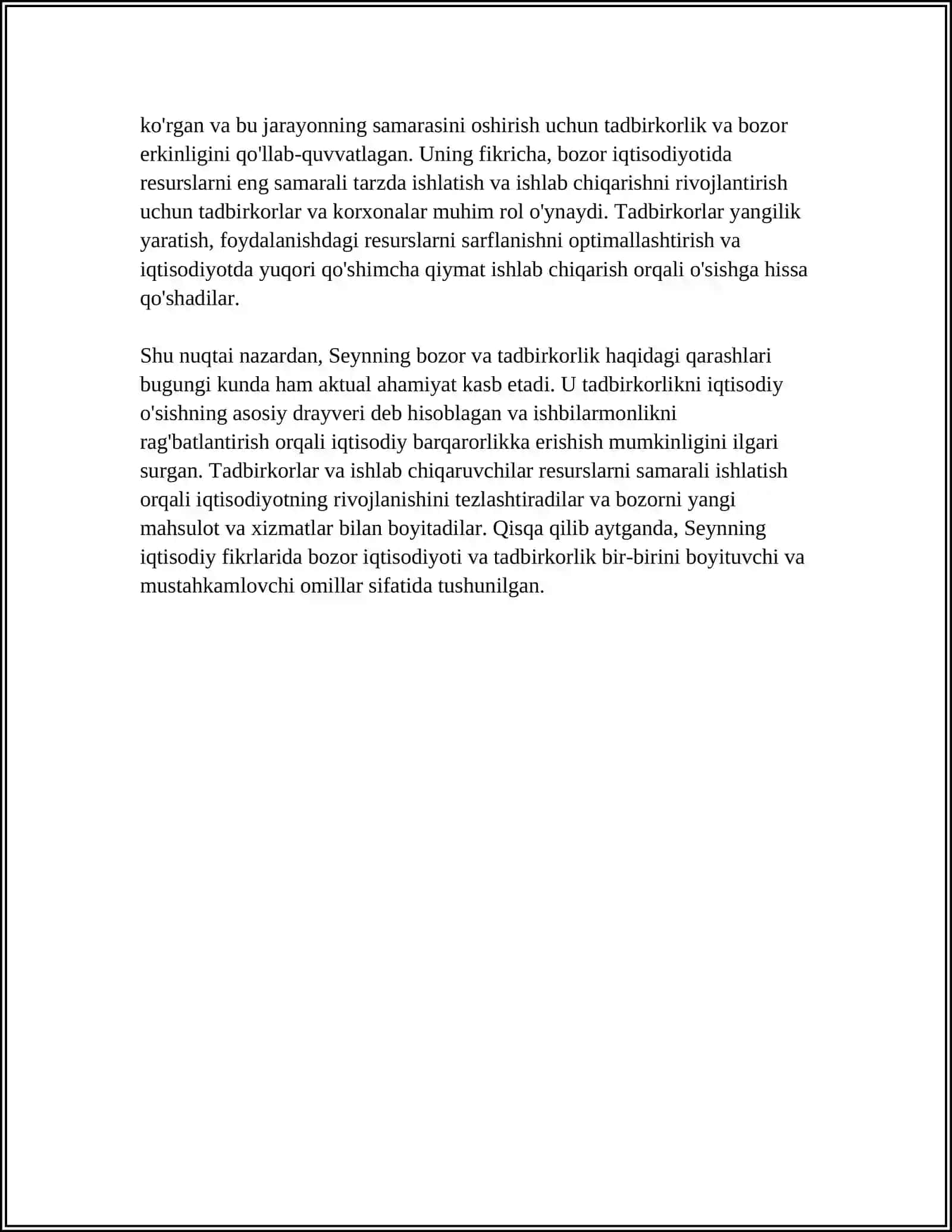 JAN-BATIST SEYNING BOZOR VA TADBIRKORLIK HAQIDAGI QARASHLARI 4