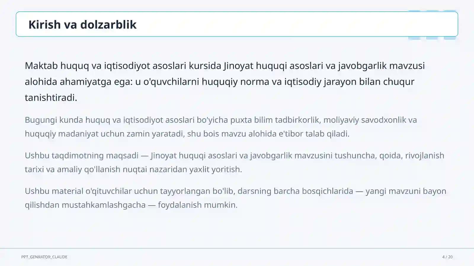 Jinoyat huquqi asoslari va javobgarlik (10-sinf) 4