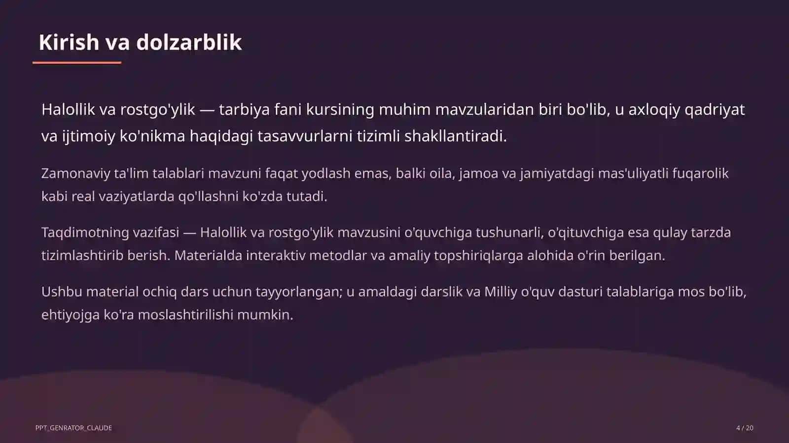Halollik va rostgo'ylik (2-sinf) 4