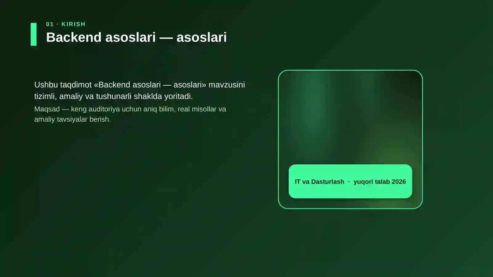 Backend asoslari — asoslari 4