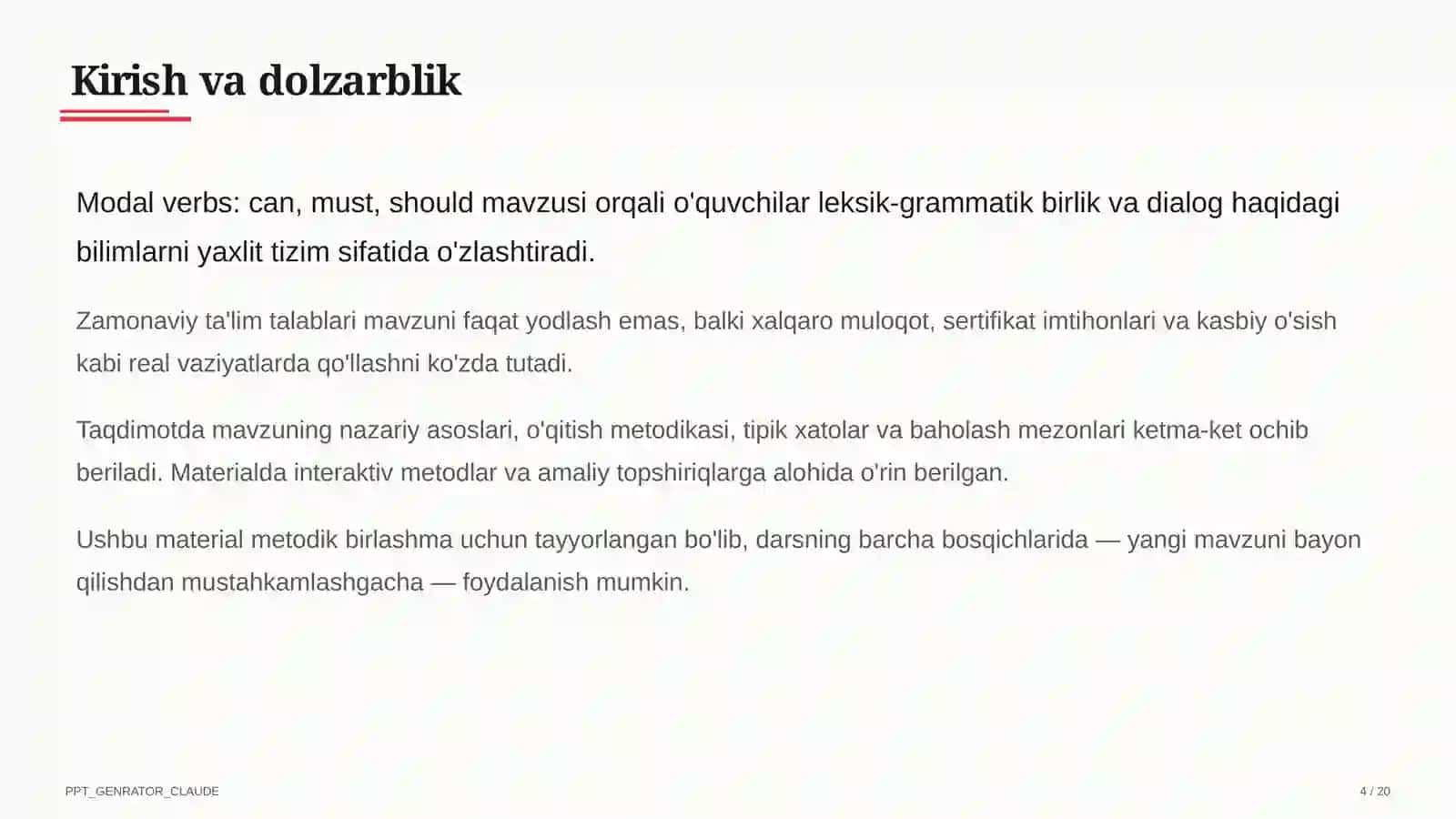 Modal verbs: can, must, should (7-sinf) 4