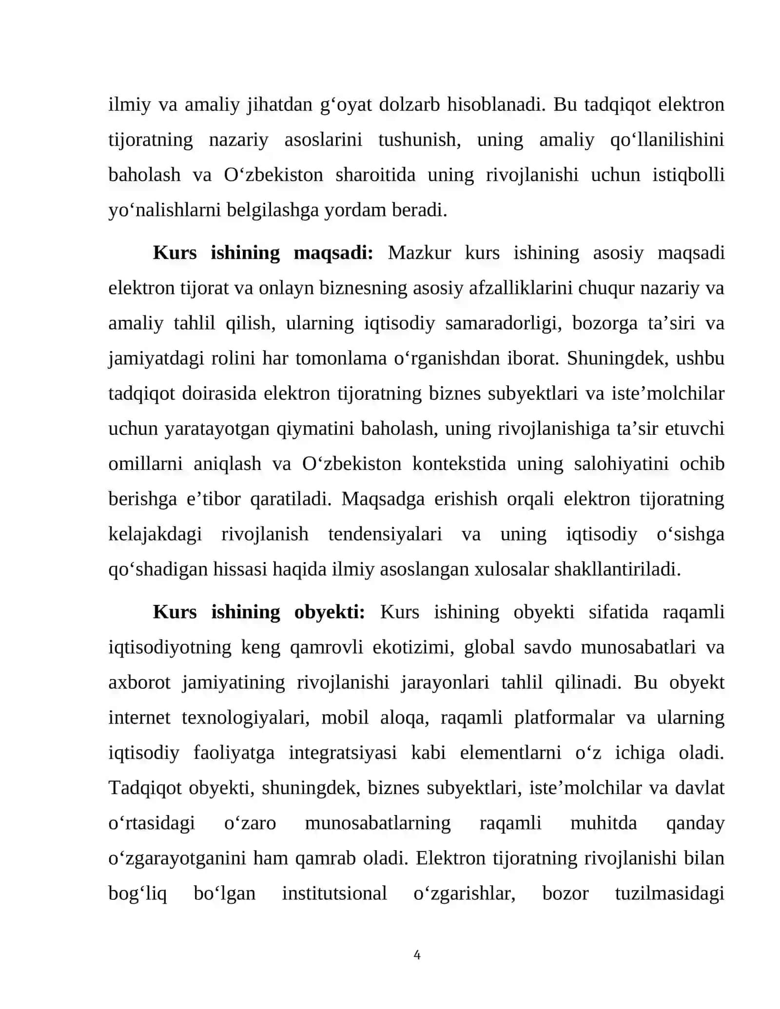 RAQAMLI IQTISODIYOT kafedrasi KURS ISHI 4
