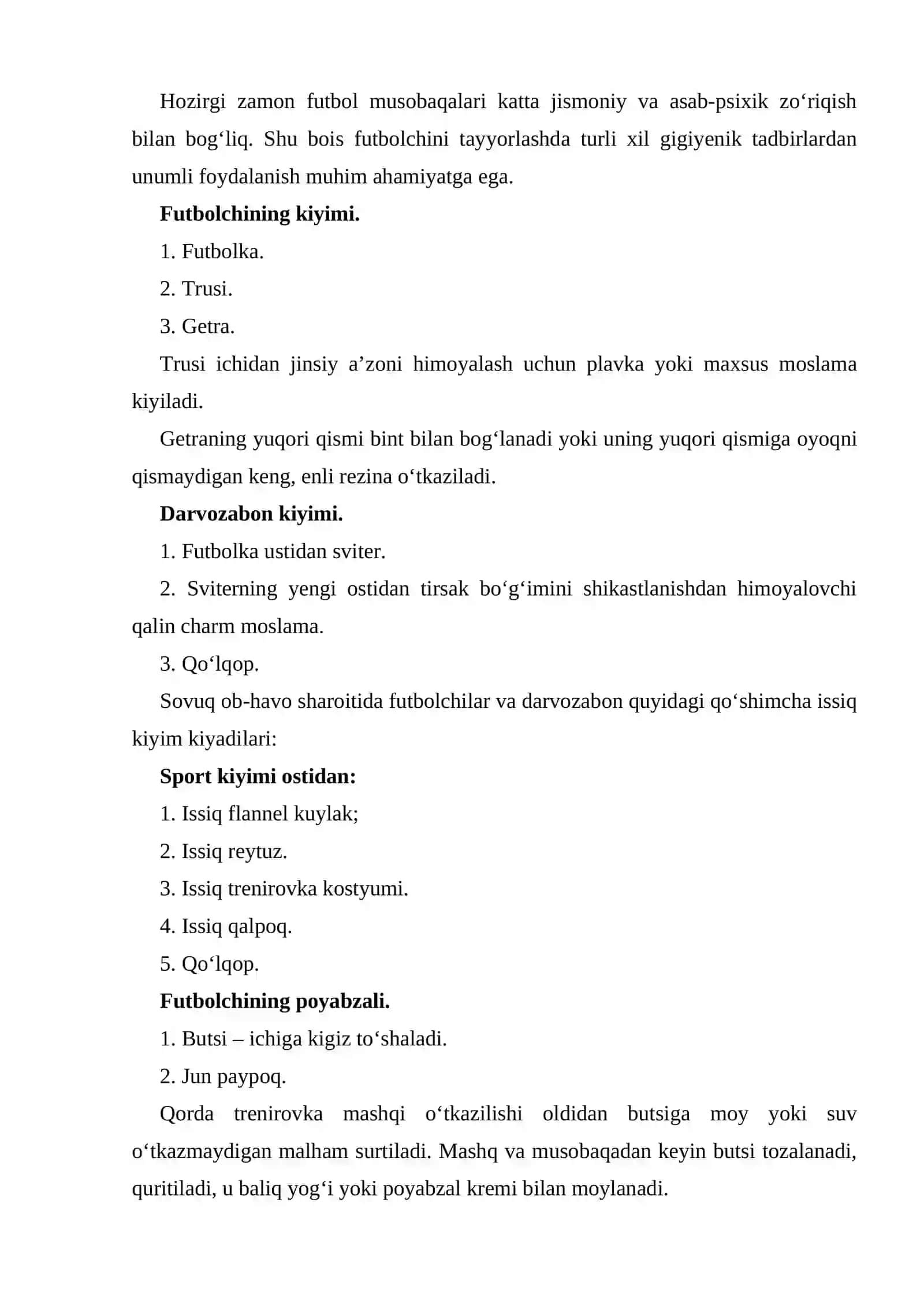 Sport o‘yinlari - gigiyena talablari 4