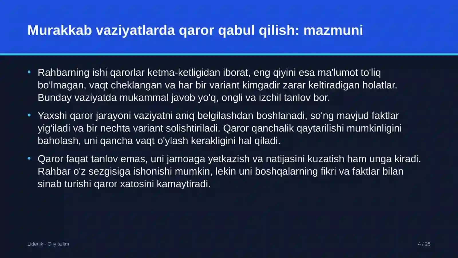matbuot xizmatlarida liderlikda murakkab vaziyatlarda qaror qabul qilish 5483 4