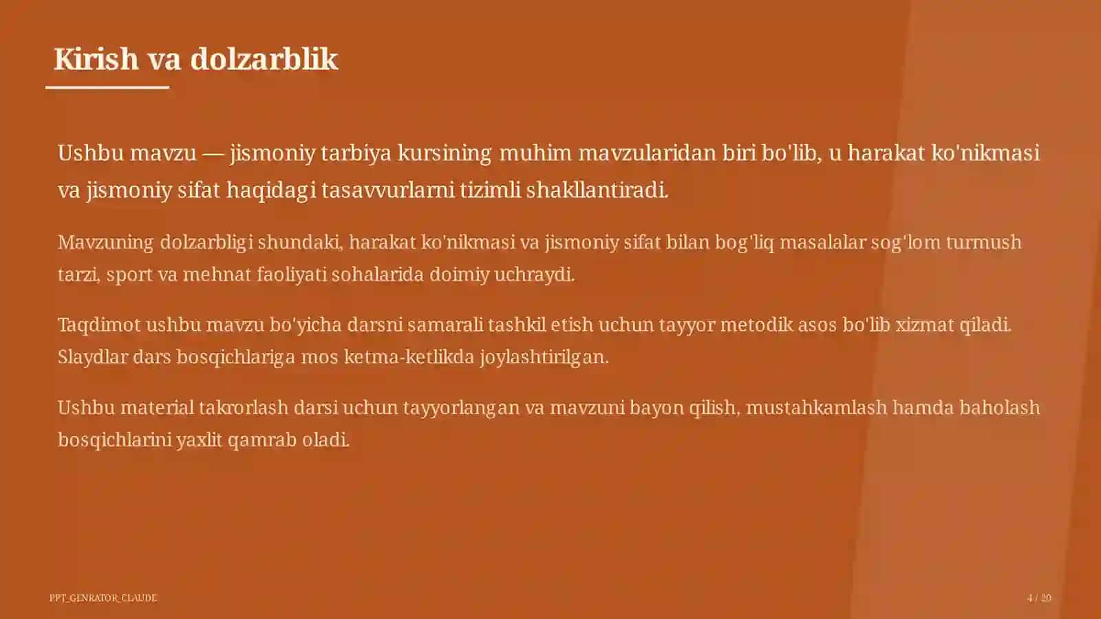 Chidamlilikni rivojlantirish: uzoq masofaga yugurish (7-sinf) 4