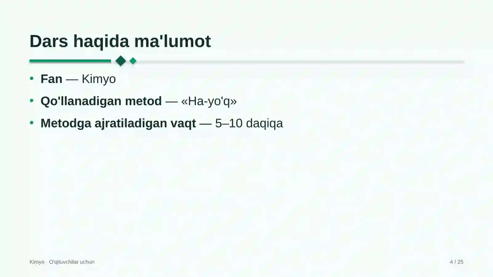 kimyo darslarida ha yo'q metodidan foydalanish 9890 4