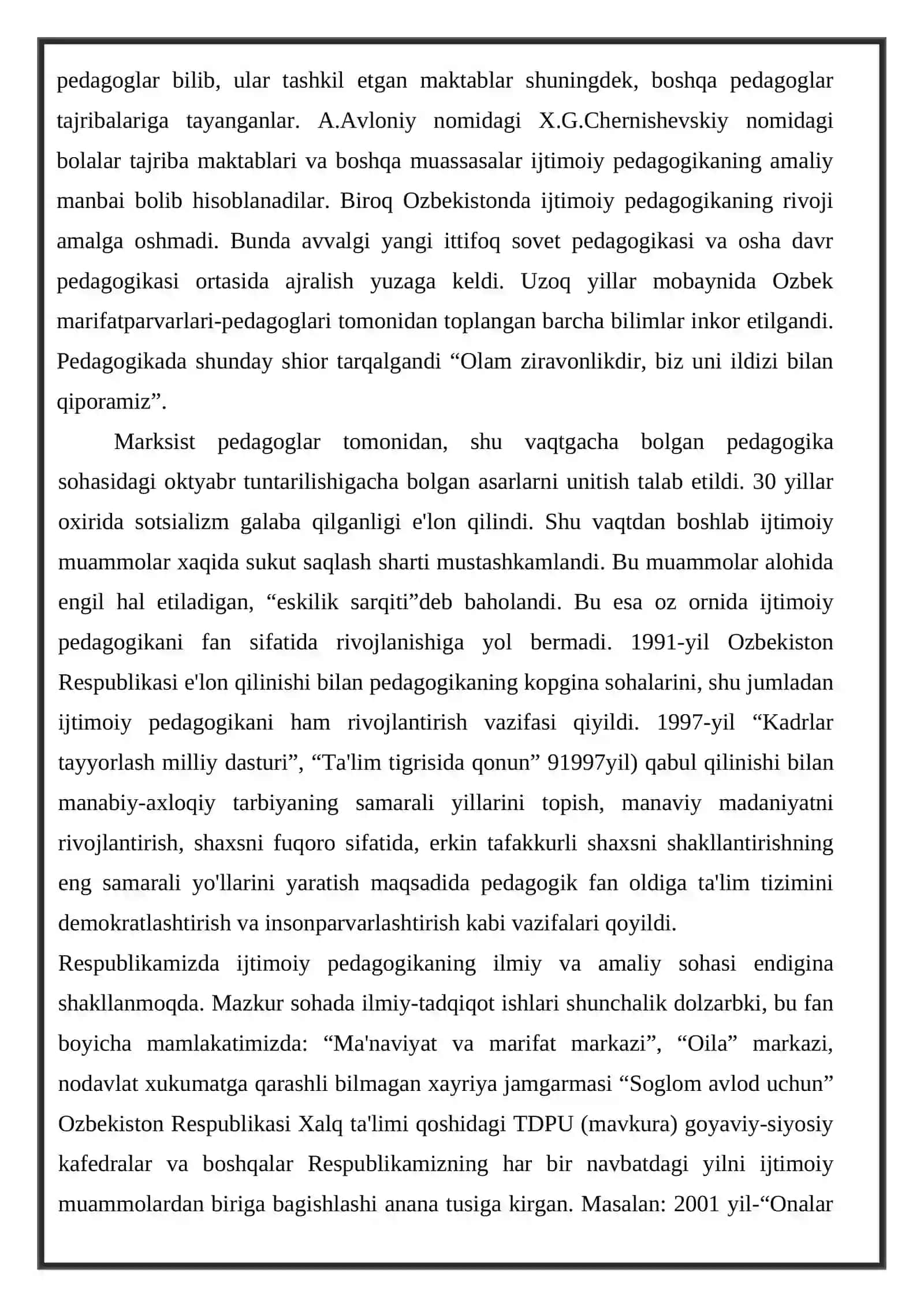O’zbekistonda ijtimoiy pedagogikaning paydo bo’lishi va rivojlanishi 4