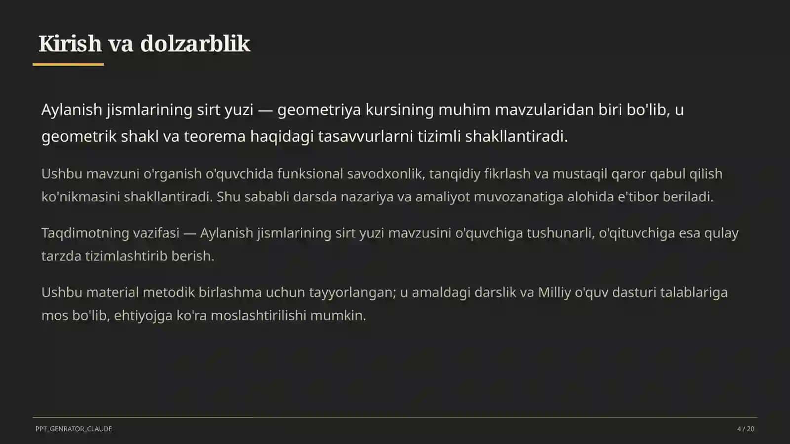 Aylanish jismlarining sirt yuzi (11-sinf) 4