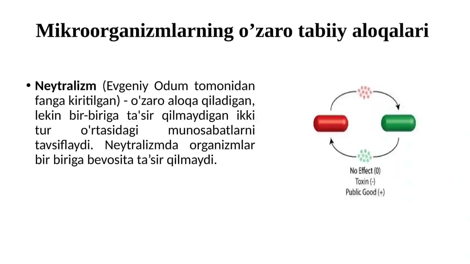 MIKROORGANIZMLARNING O’ZARO VA BOSHQA ORGANIZMLAR BILAN MUNOSABATI 4