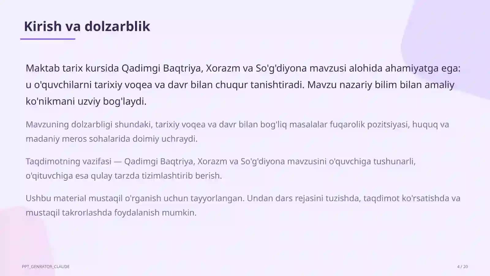 Qadimgi Baqtriya, Xorazm va So'g'diyona (6-sinf) 4