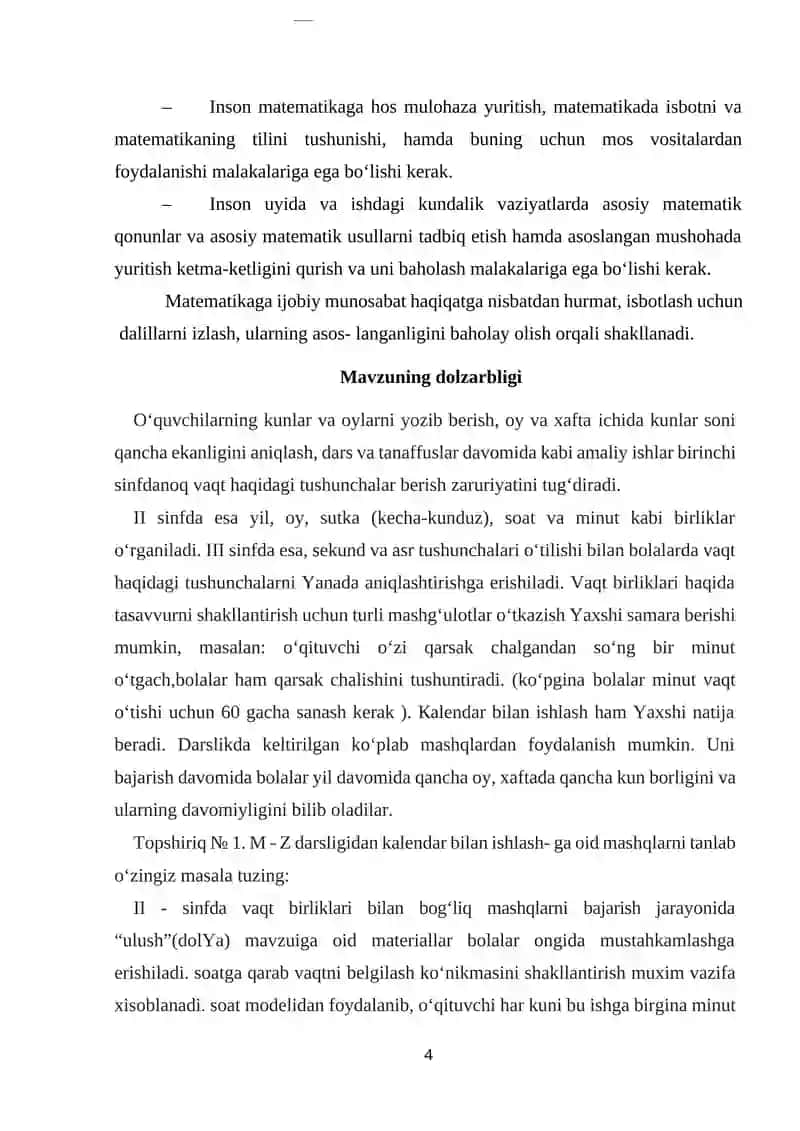 3-SINF O'QUVCHILARIGA VAQT O'LCHOVLARINI O'RGATISH METODIKASI 4