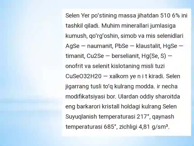 Selenitvatelluritkislotalar 4