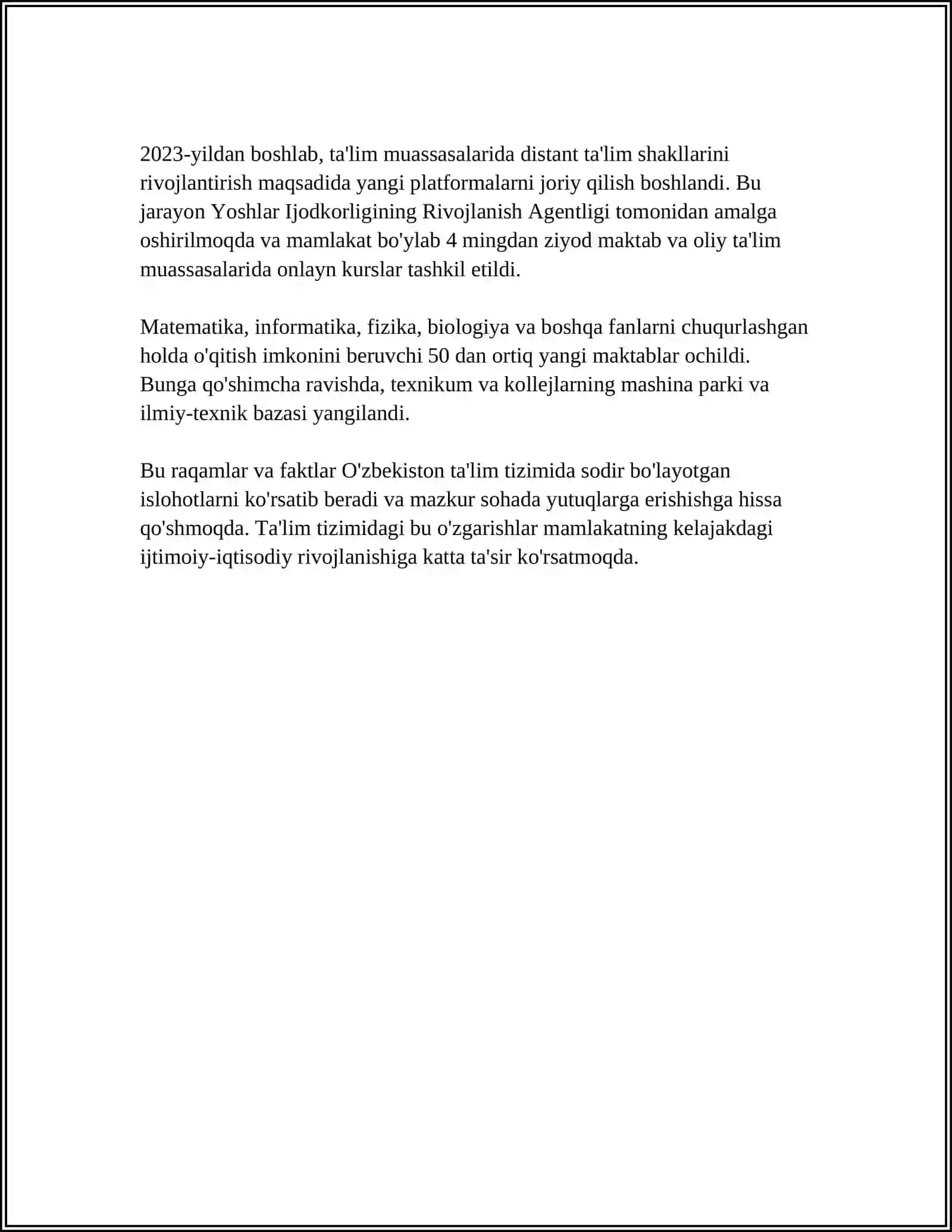 O'ZBEKISTONDA IJTIMOIY SOHADA AMALGA OSHIRILGAN O'ZGARISHLARI 4