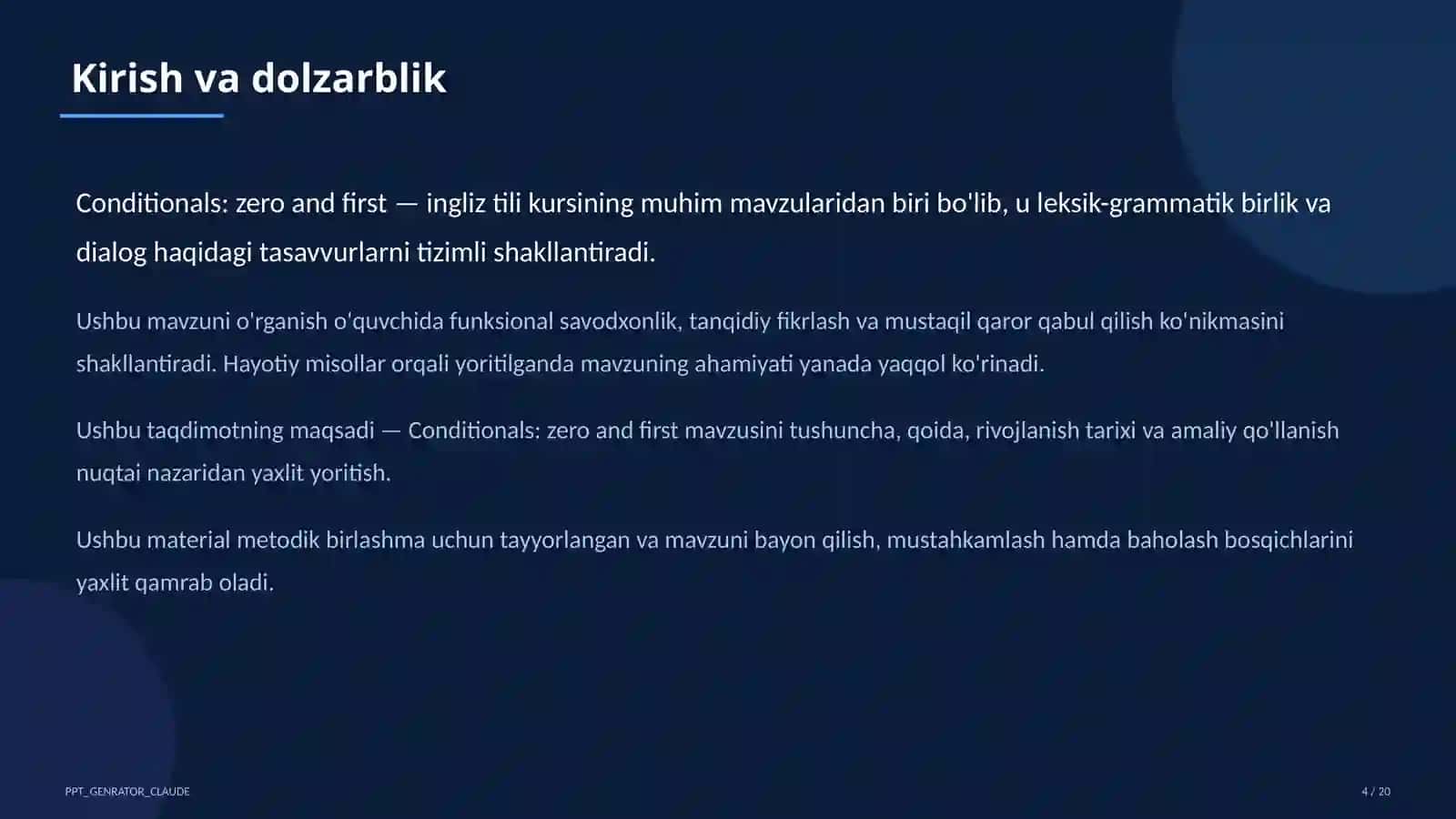 Conditionals: zero and first (8-sinf) 4