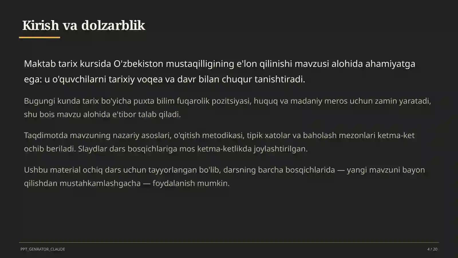 O'zbekiston mustaqilligining e'lon qilinishi (11-sinf) 4