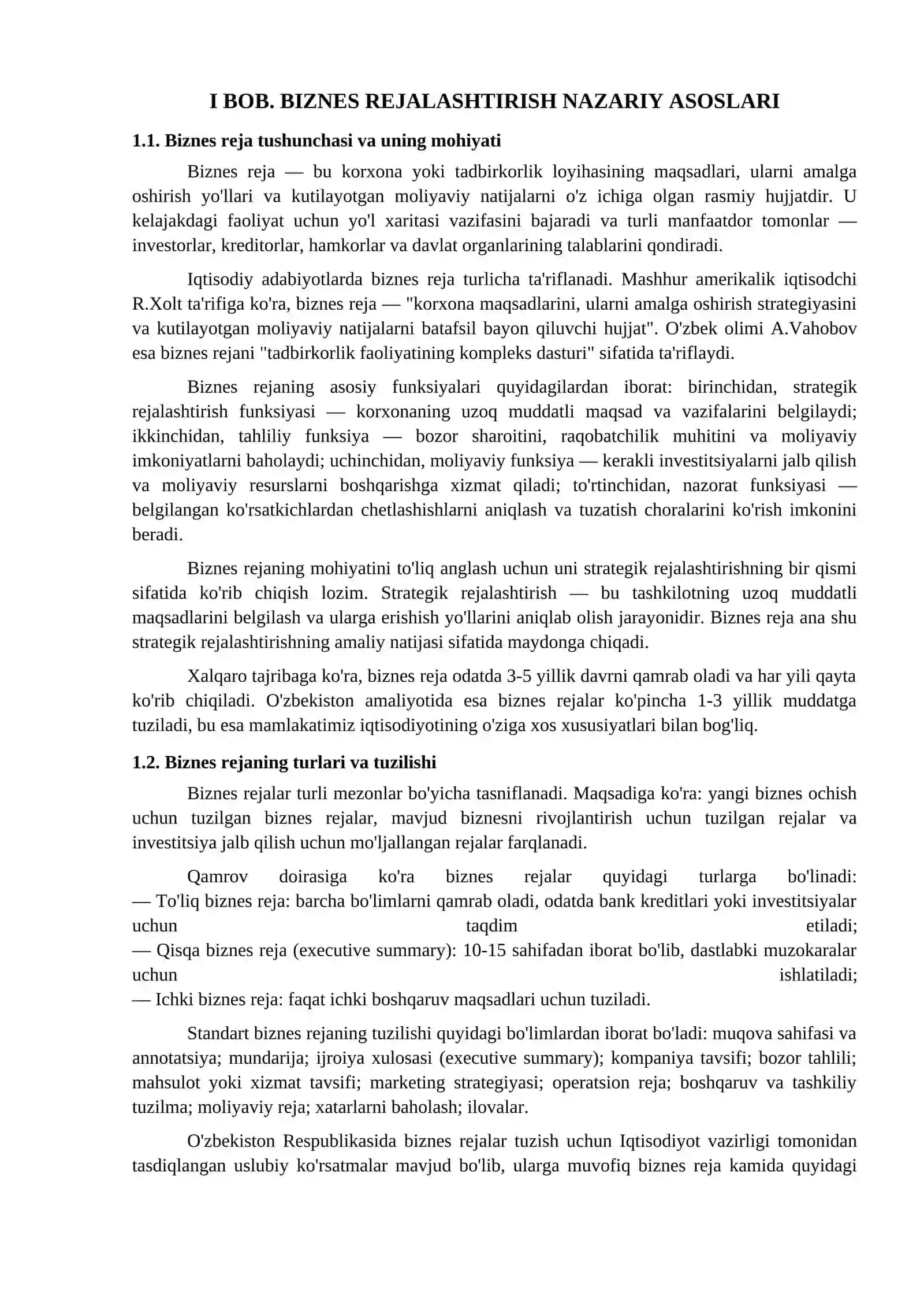 BIZNES REJALASHTIRISH: NAZARIYA VA AMALIYOT 4