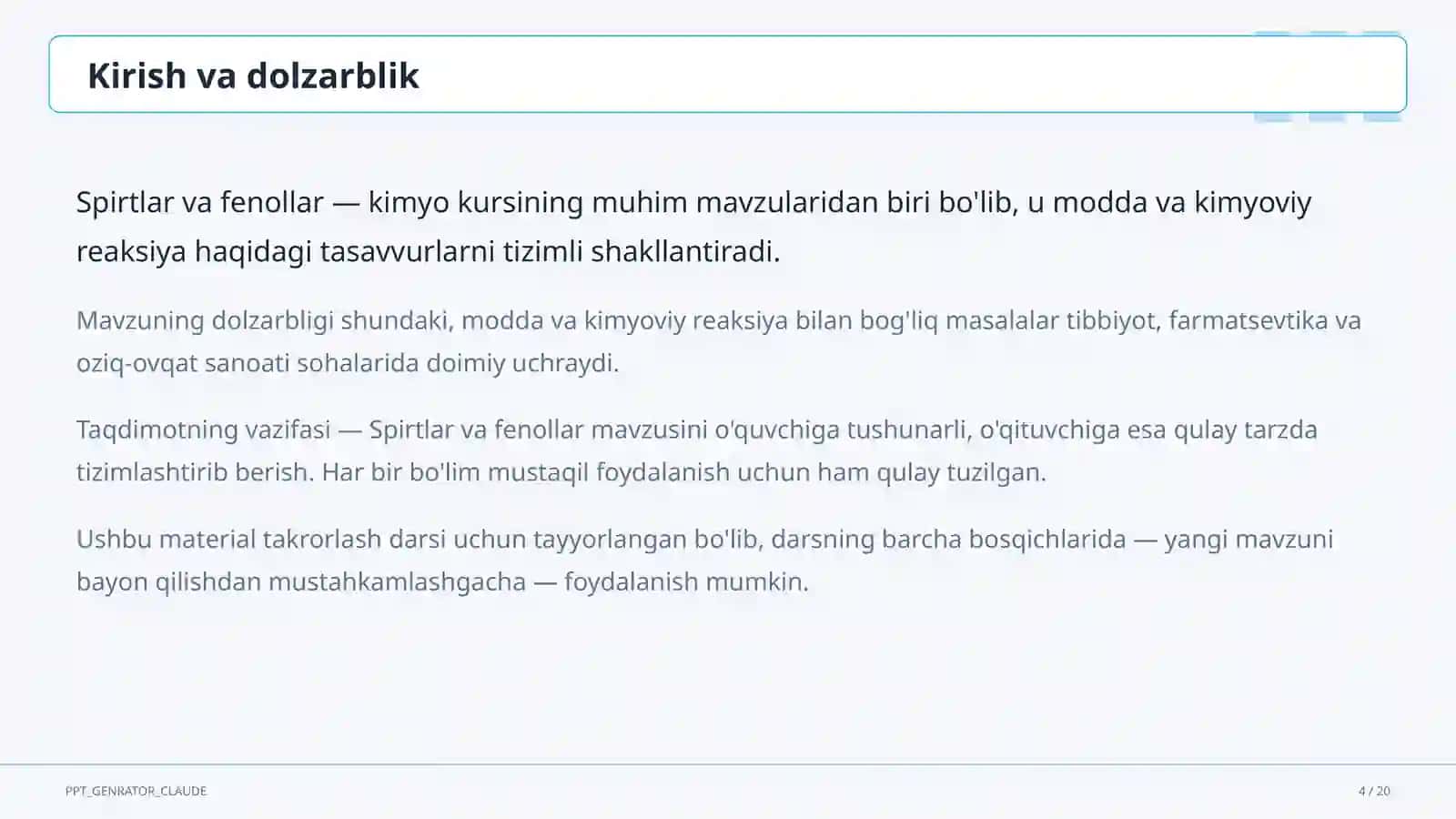 Spirtlar va fenollar (10-sinf) 4