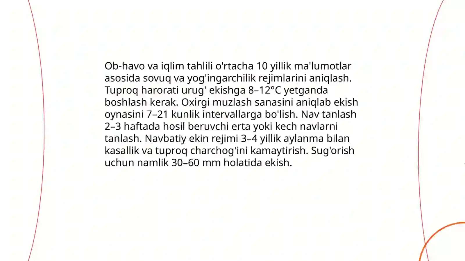 Ekishdan oldingi tayyorgarlik va ekish texnikasini ishlab chiqish 4