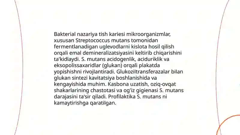 Tish kariesi sabablari kelib chiqish nazariyalari 4