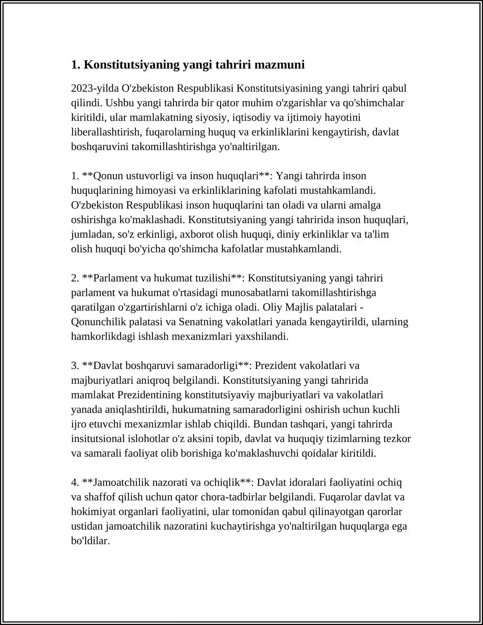 O'ZBEKISTON RESPUBLIKASINING YANGI TAHRIRDAGI KONSTITUTSIYASI QABUL QILINISHI 4
