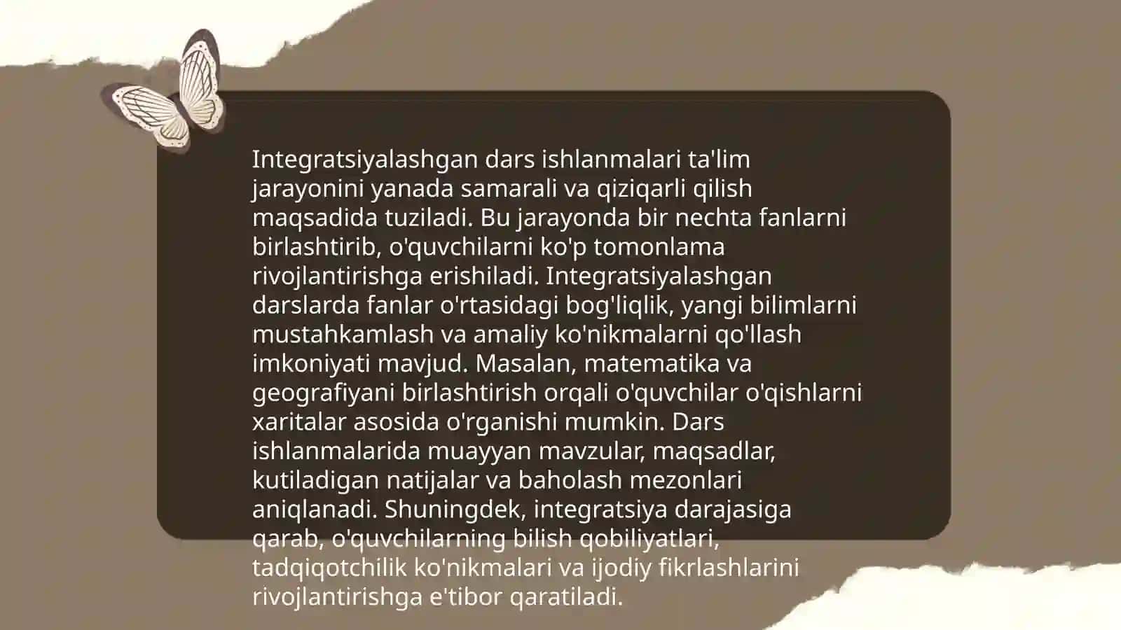 Innovatsion ta'lim texnologiyalari asosida integratsiyalashgan dars ishlanmalarini ishlab chiqish va tahlil qilish 4
