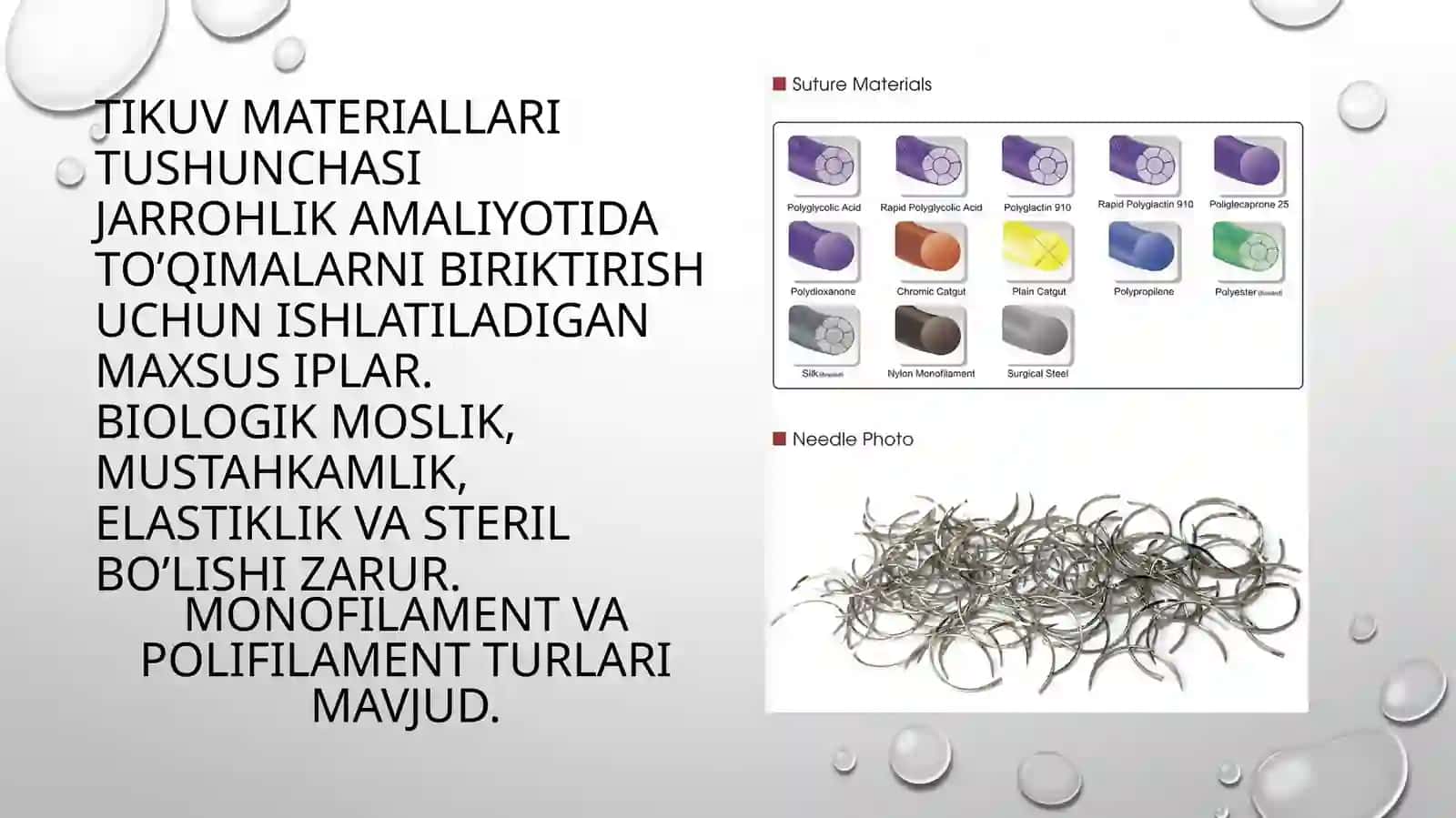 Zamonaviy tikuv materiallari. Sterilizatsiya oldi tayyorgarligi va sterilizatsiya sifatini aniqlash usullari 4