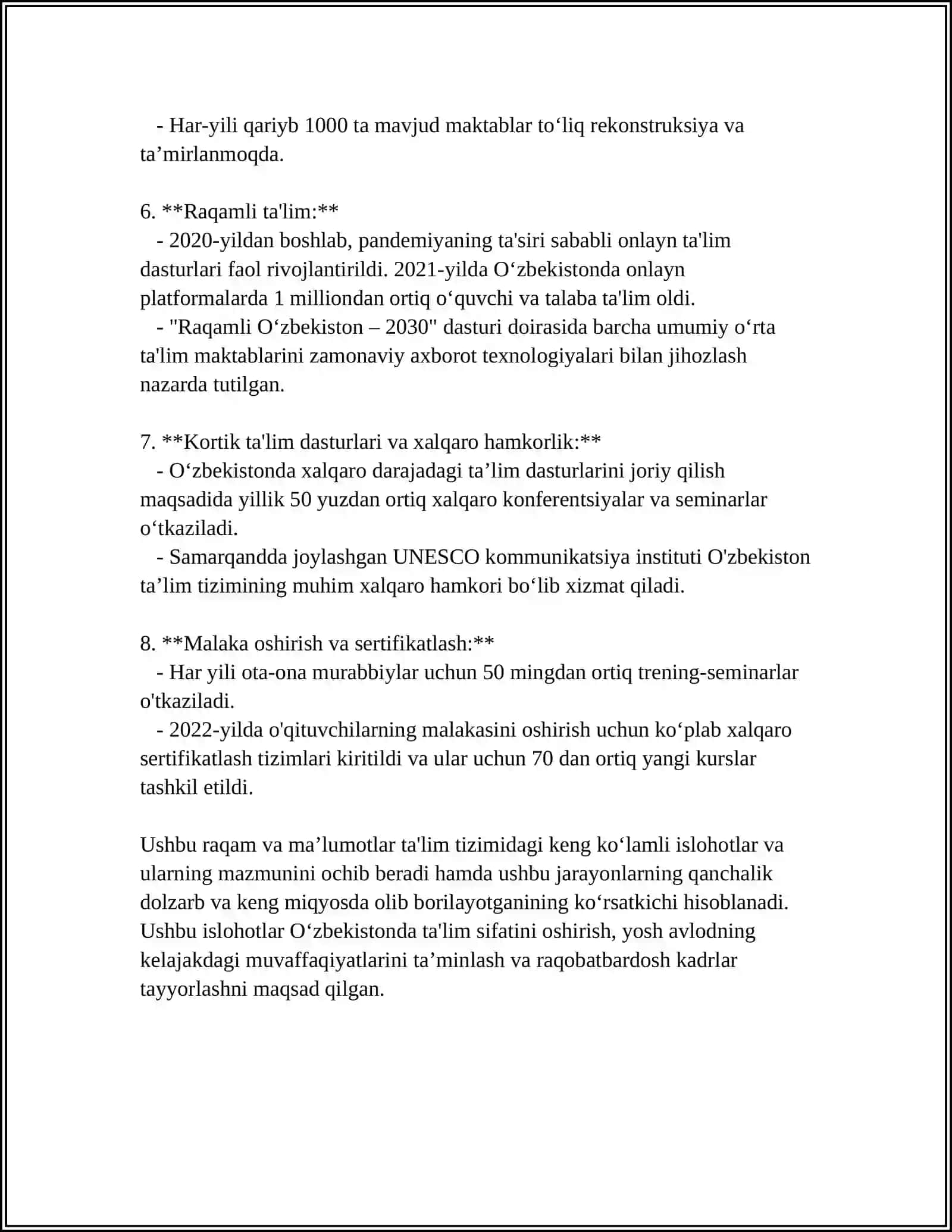 O'ZBEKISTONDA IJTIMOIY. SOHADA. AMALGA OSHIRILAYOTGAN O'ZGARISHLAR MAZMUN VA. MOHIYATI 4