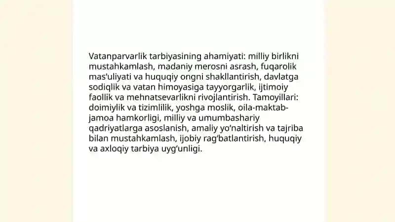 Fuqorolik tarbiyasi. Vatanparvarlik tarbiyasi 4