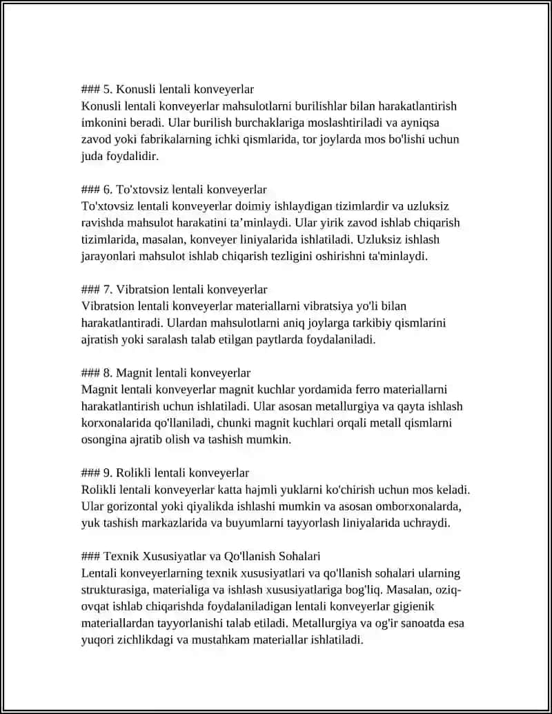 LENTALI KONVEYERLARNI BO‘LAKLARGA BO‘LISH VA NOSOZ QISIMLARIGA TEXNIK XIZMAT KO‘RSATISH 4