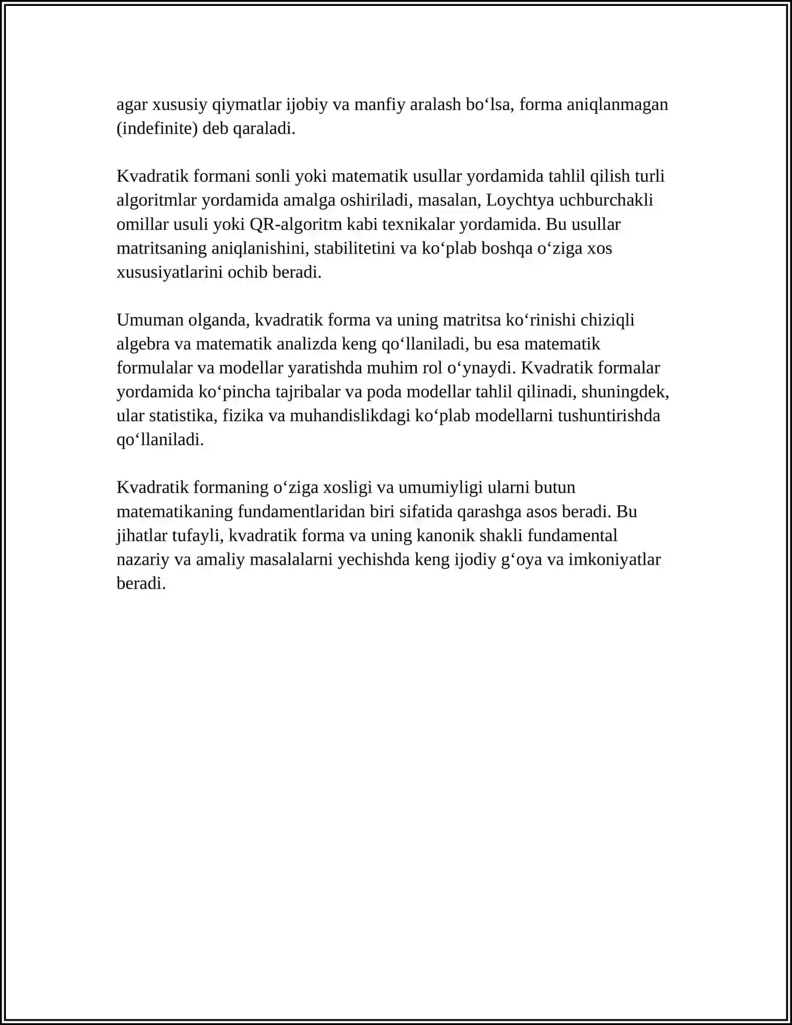 KVATRATIK FORMANING KANONIK SHAKLI BIR CHIQLI VA KVATRADI FORMALALAR 4