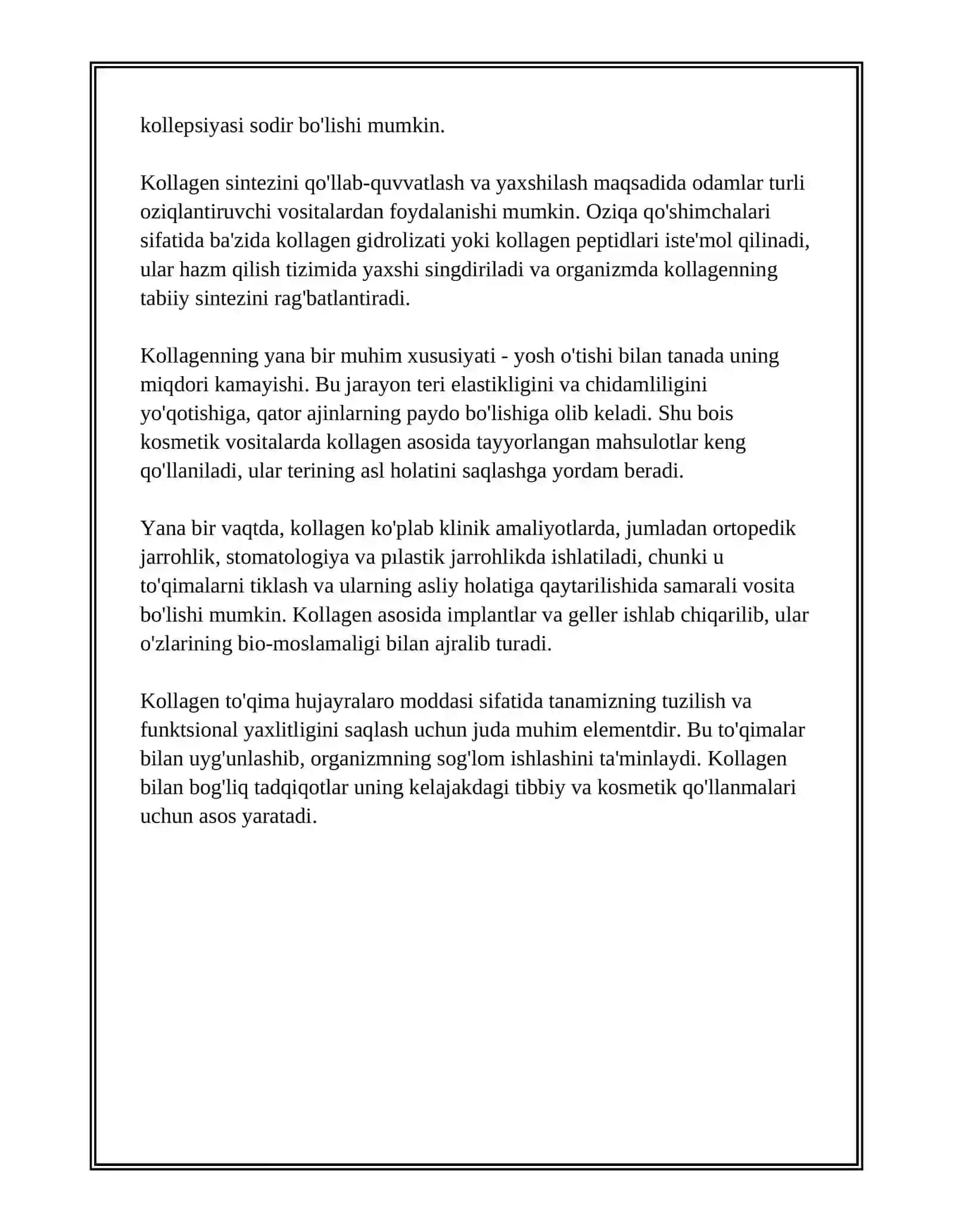 BIRRIKTIRUVCHI TOQIMANING HUJAYRALARARO MODDASINING KELIB CHIGISHI VA TUZILISHI: KOLLAGEN TOLALARINING ULTRASTRUKTURASI VA GISTOKIMYOSI 4