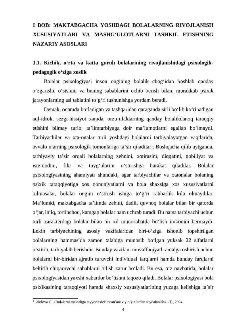 MAKTABGACHA KICHIK, О‘RTA VA KATTA YOSHDAGI BOLALAR UCHUN FAOLIYATLAR ISHLANMASI 4