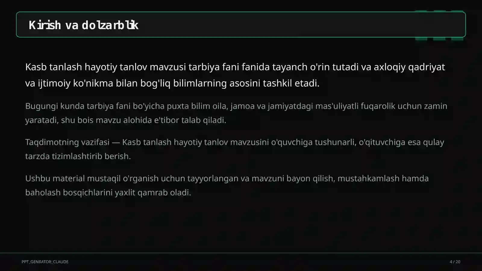 Kasb tanlash hayotiy tanlov (9-sinf) 4