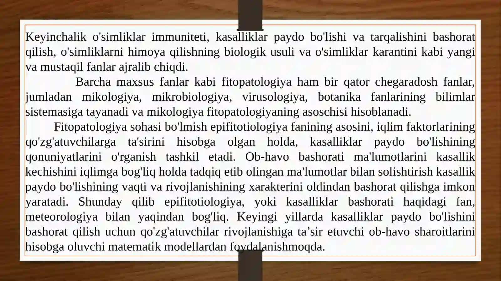 Islomning Qishloq xo'jaligiga Fitopatologiya fanidan saqlashda kasallik va zararkunandalar 4